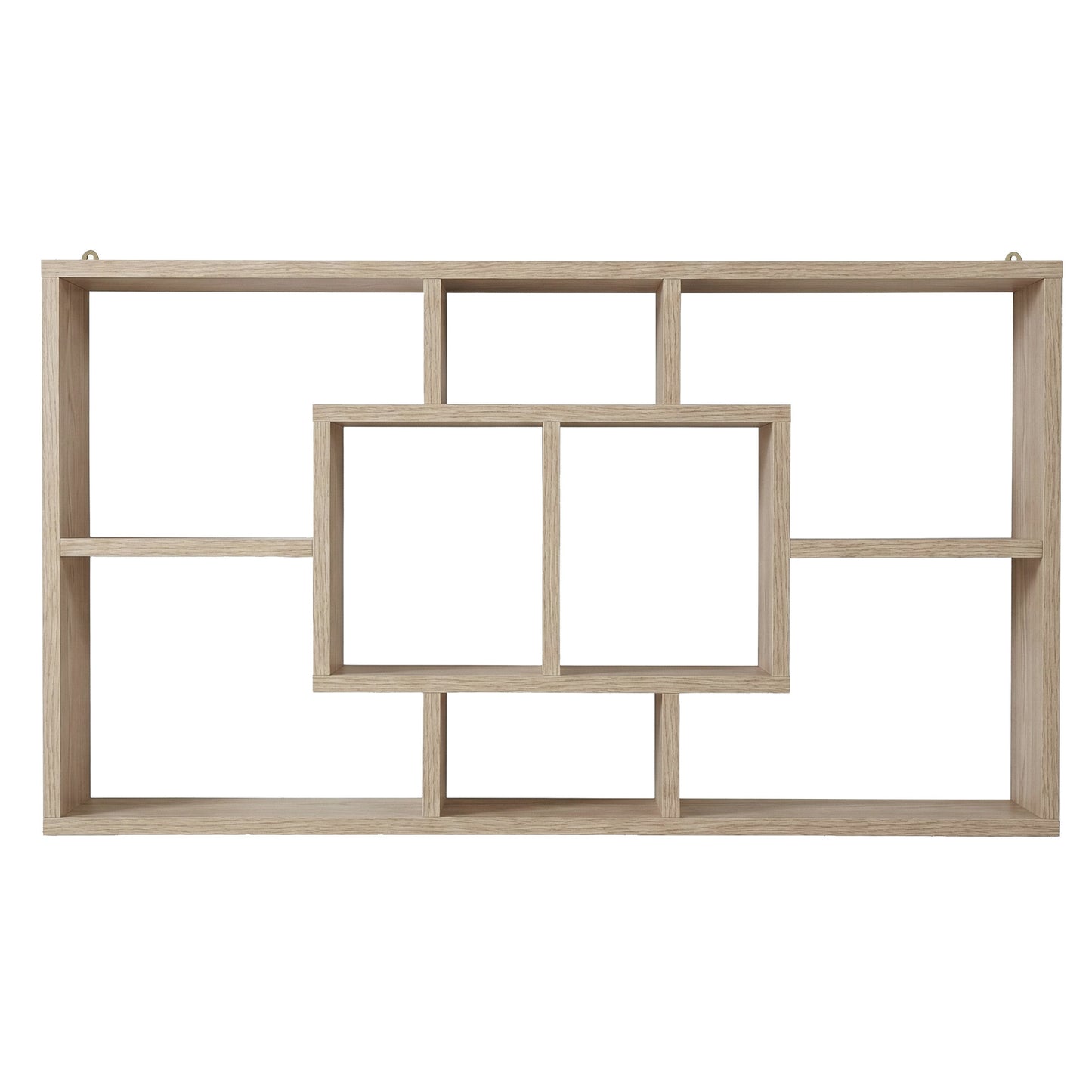 Floating Wall Shelf – Wood, 8 Compartments, Versatile Display