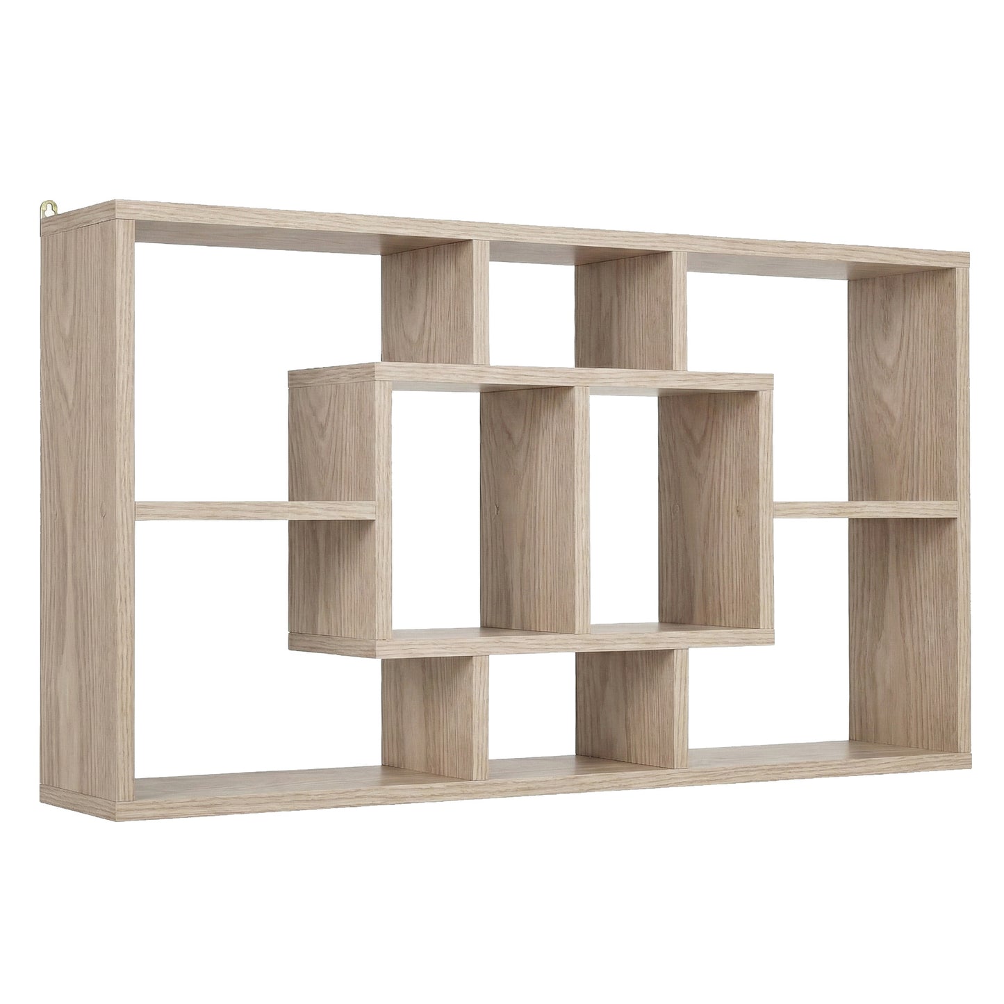 Floating Wall Shelf – Wood, 8 Compartments, Versatile Display