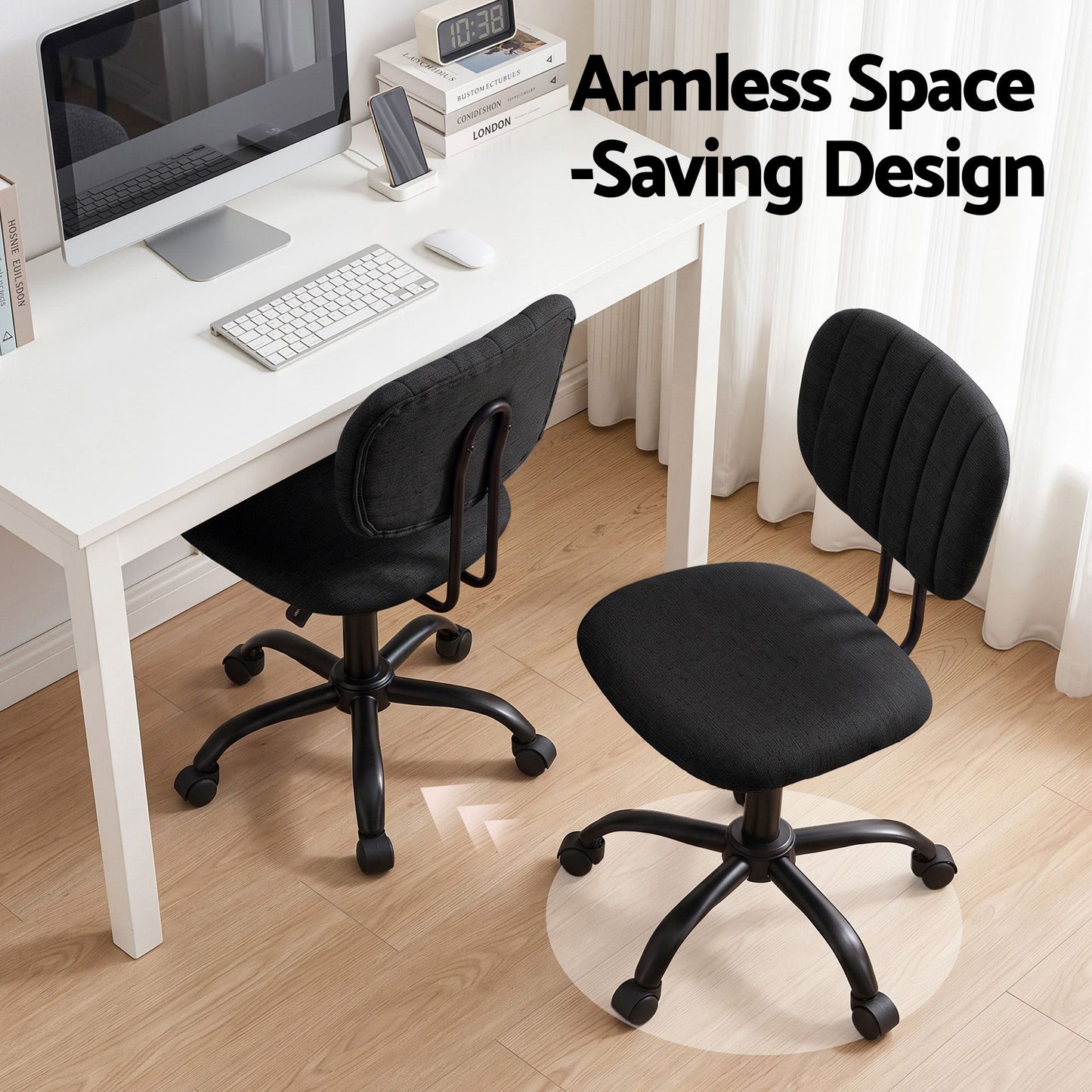 TWSC Office Desk & Chair Set 120cm Computer Desk with 3 Drawers & Open Shelves, Ergonomic Armless Office Chair with Wheels, Height Adjustable for Home Office Study