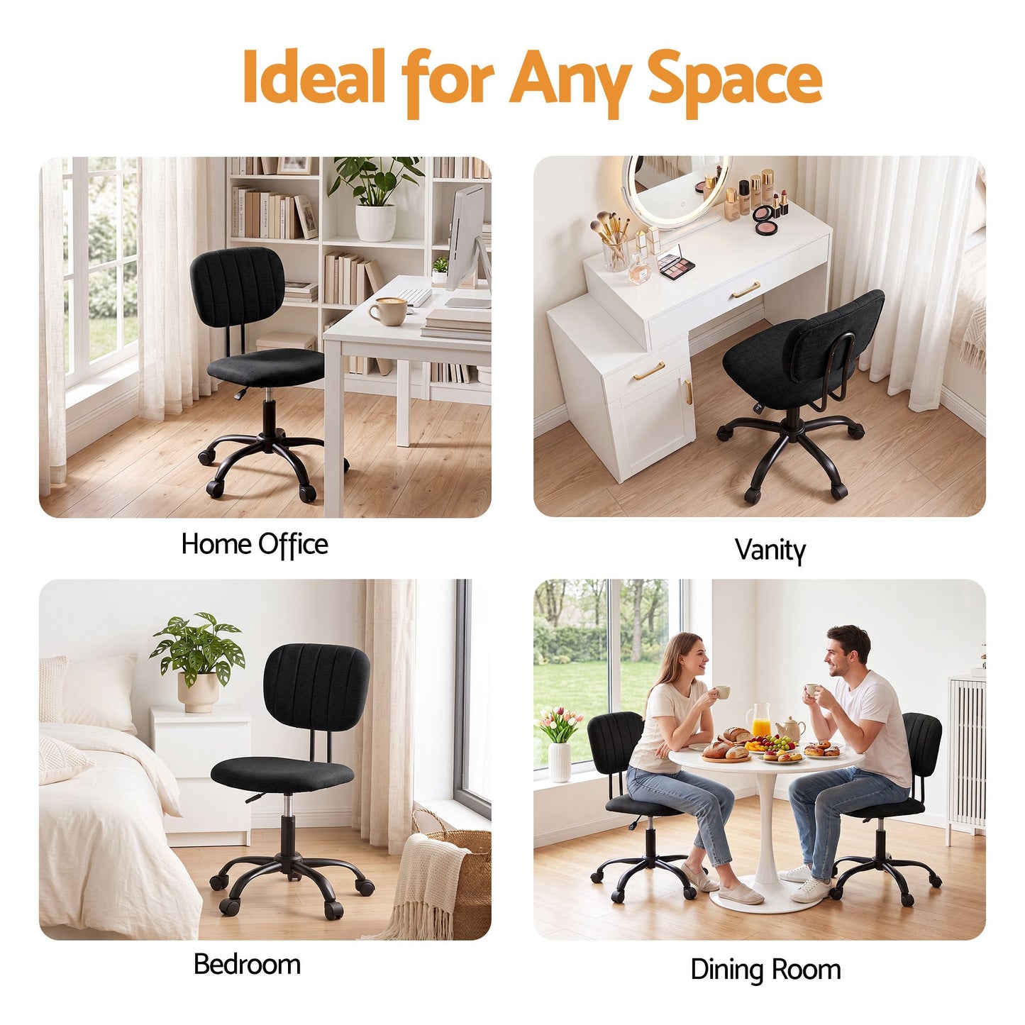 TWSC Office Desk & Chair Set 120cm Computer Desk with 3 Drawers & Open Shelves, Ergonomic Armless Office Chair with Wheels, Height Adjustable for Home Office Study