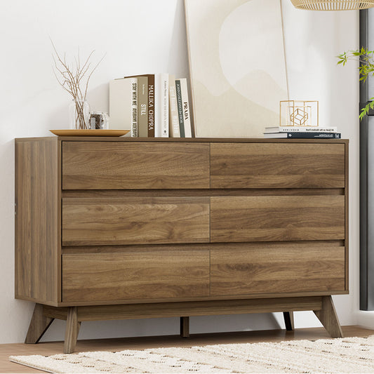 Chest of Drawers – 6 Spacious Drawers, Walnut Finish