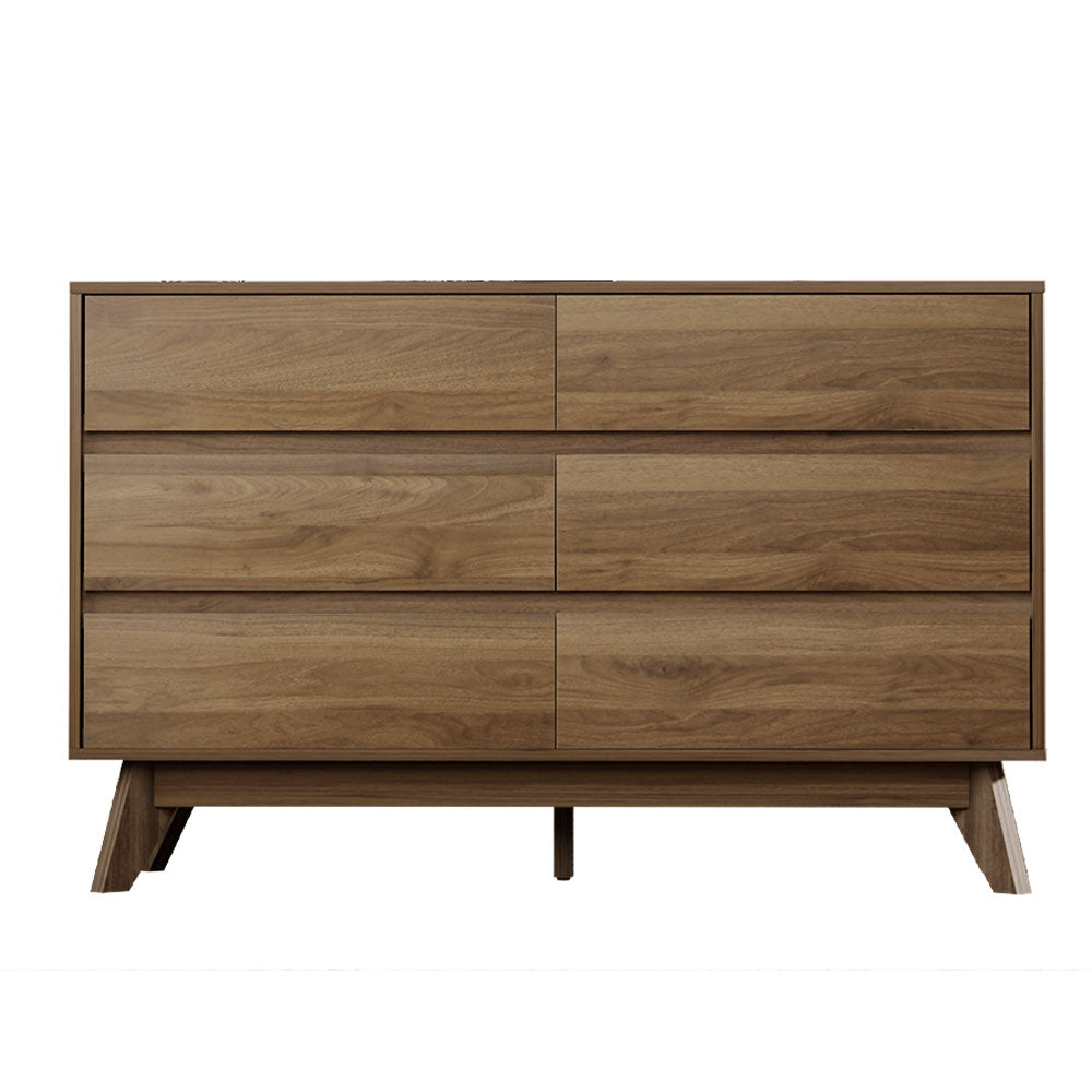 Chest of Drawers – 6 Spacious Drawers, Walnut Finish