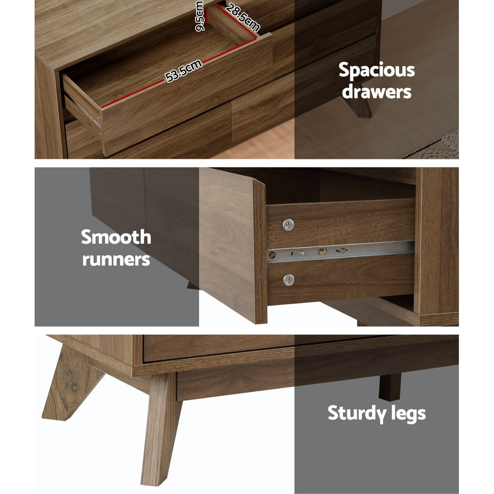 Chest of Drawers – 6 Spacious Drawers, Walnut Finish