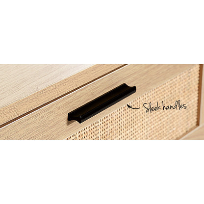 TWSC 4 Chest of Drawers Rattan Tallboy Pine - BRIONY
