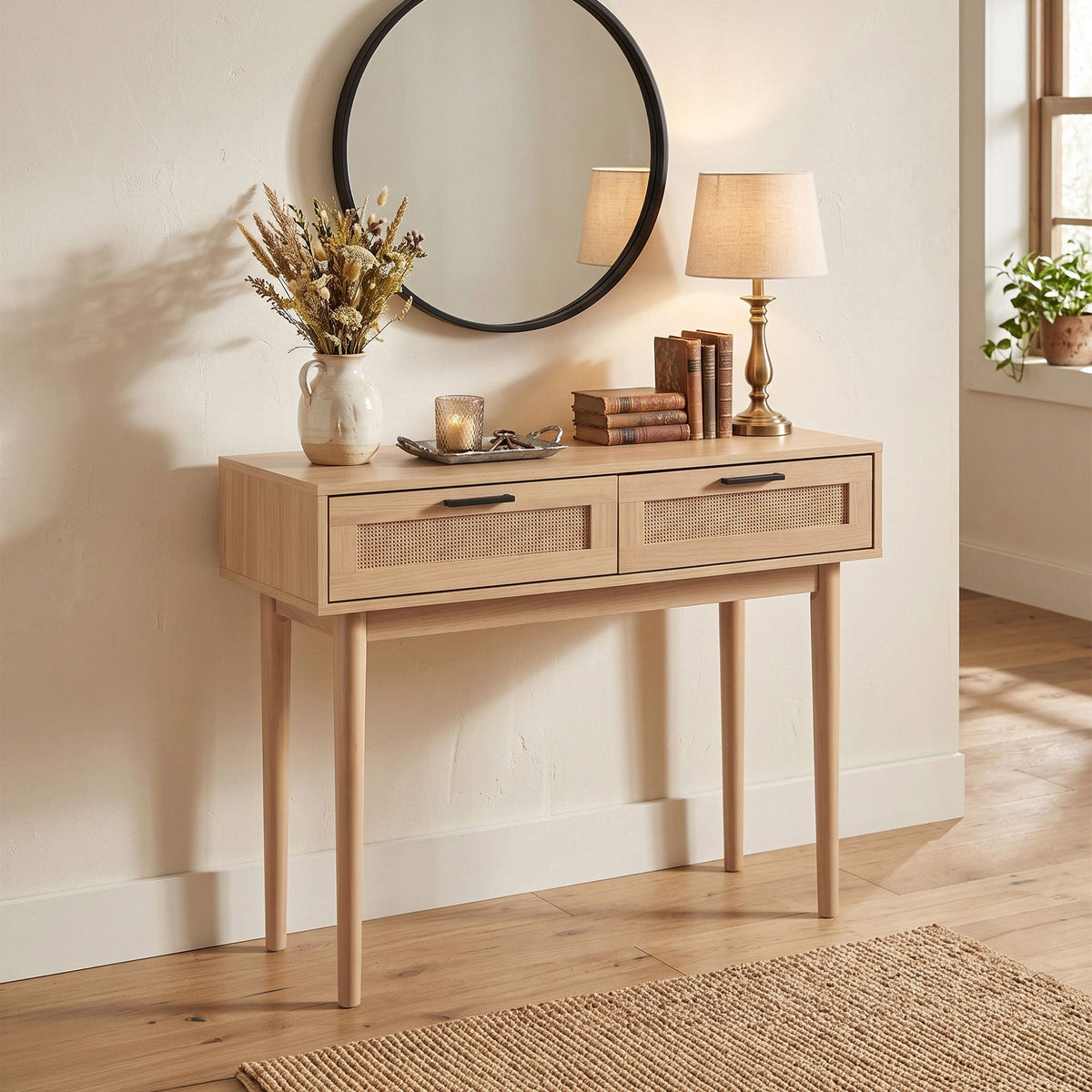 TWSC Console Table 2 Rattan Drawers