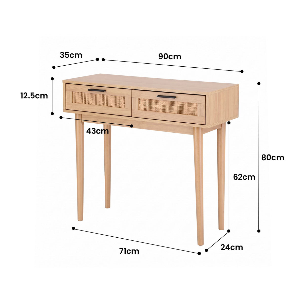 TWSC Console Table 2 Rattan Drawers