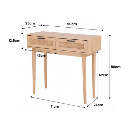 TWSC Console Table 2 Rattan Drawers