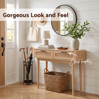 TWSC Console Table 2 Rattan Drawers