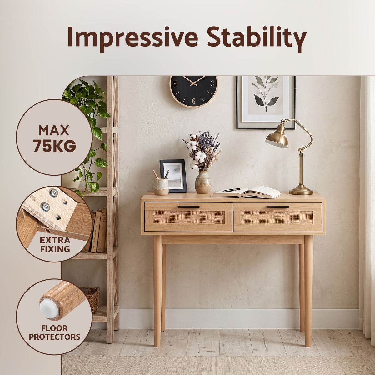 TWSC Console Table 2 Rattan Drawers