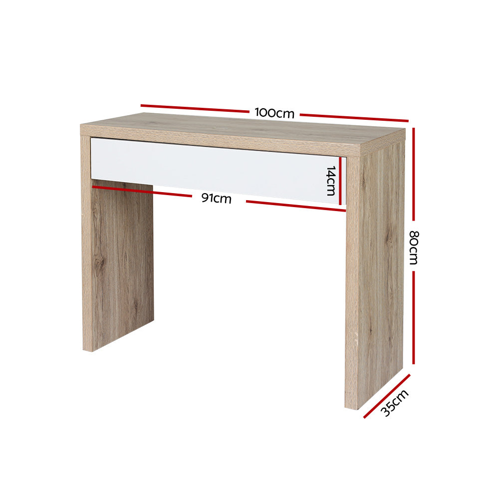 TWSC Console Table Storage Drawer Jory White Pine