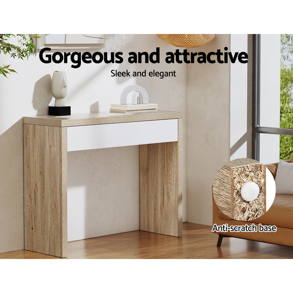 TWSC Console Table Storage Drawer Jory White Pine