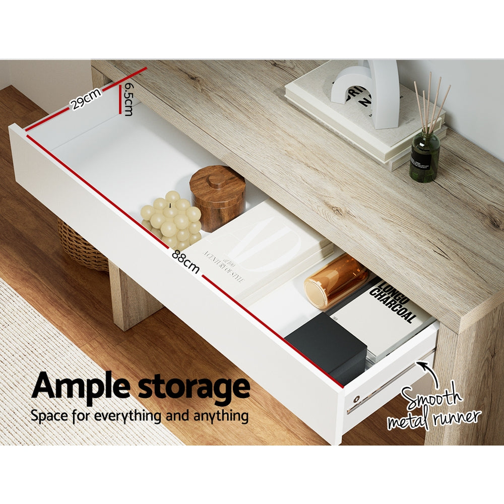 TWSC Console Table Storage Drawer Jory White Pine