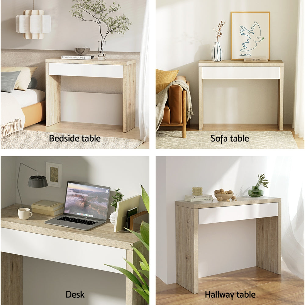TWSC Console Table Storage Drawer Jory White Pine