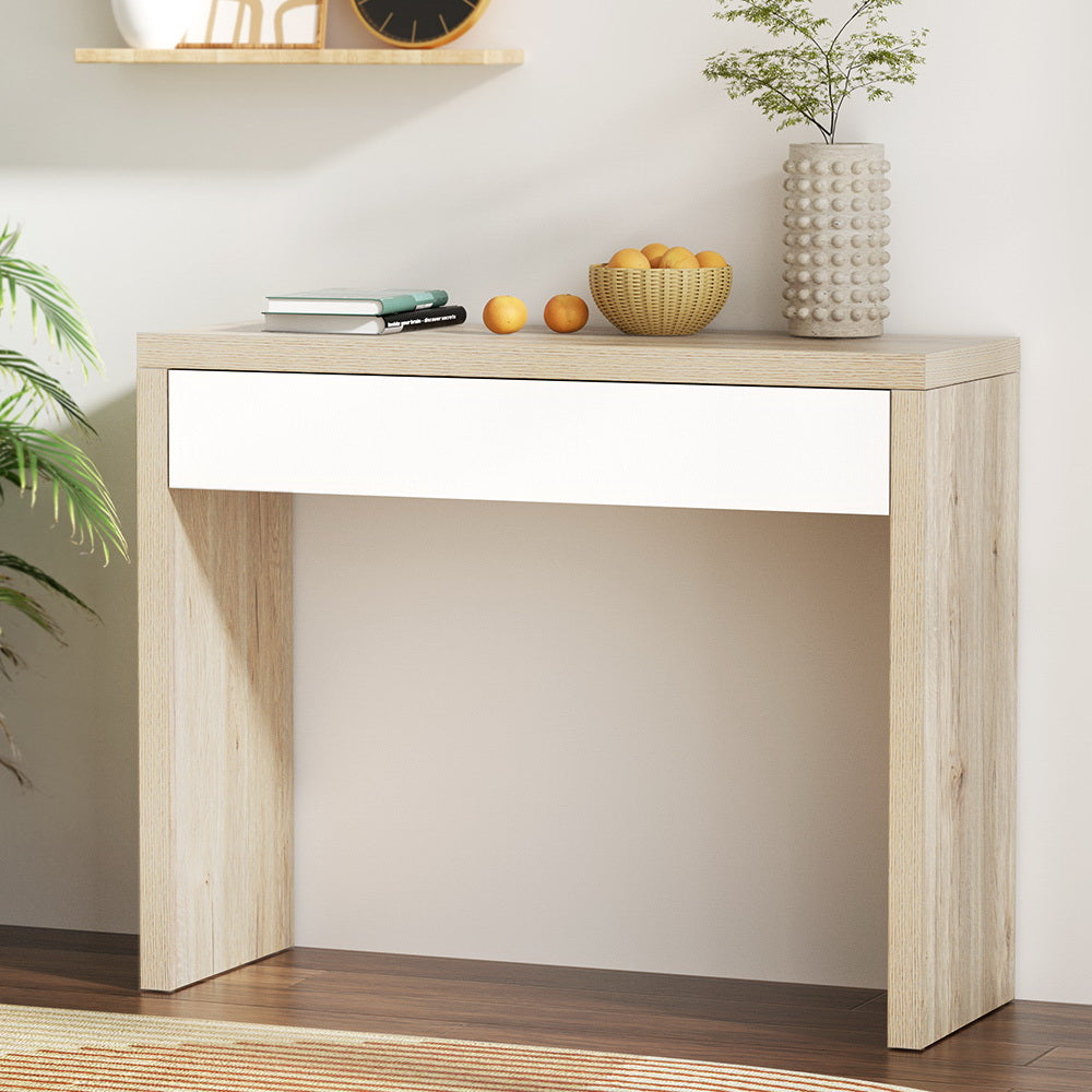 TWSC Console Table Storage Drawer Jory White Pine