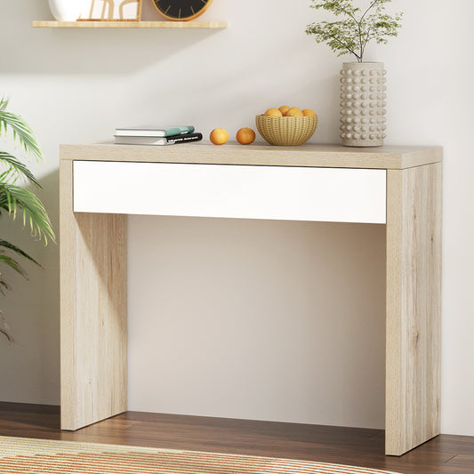 TWSC Console Table Storage Drawer Jory White Pine