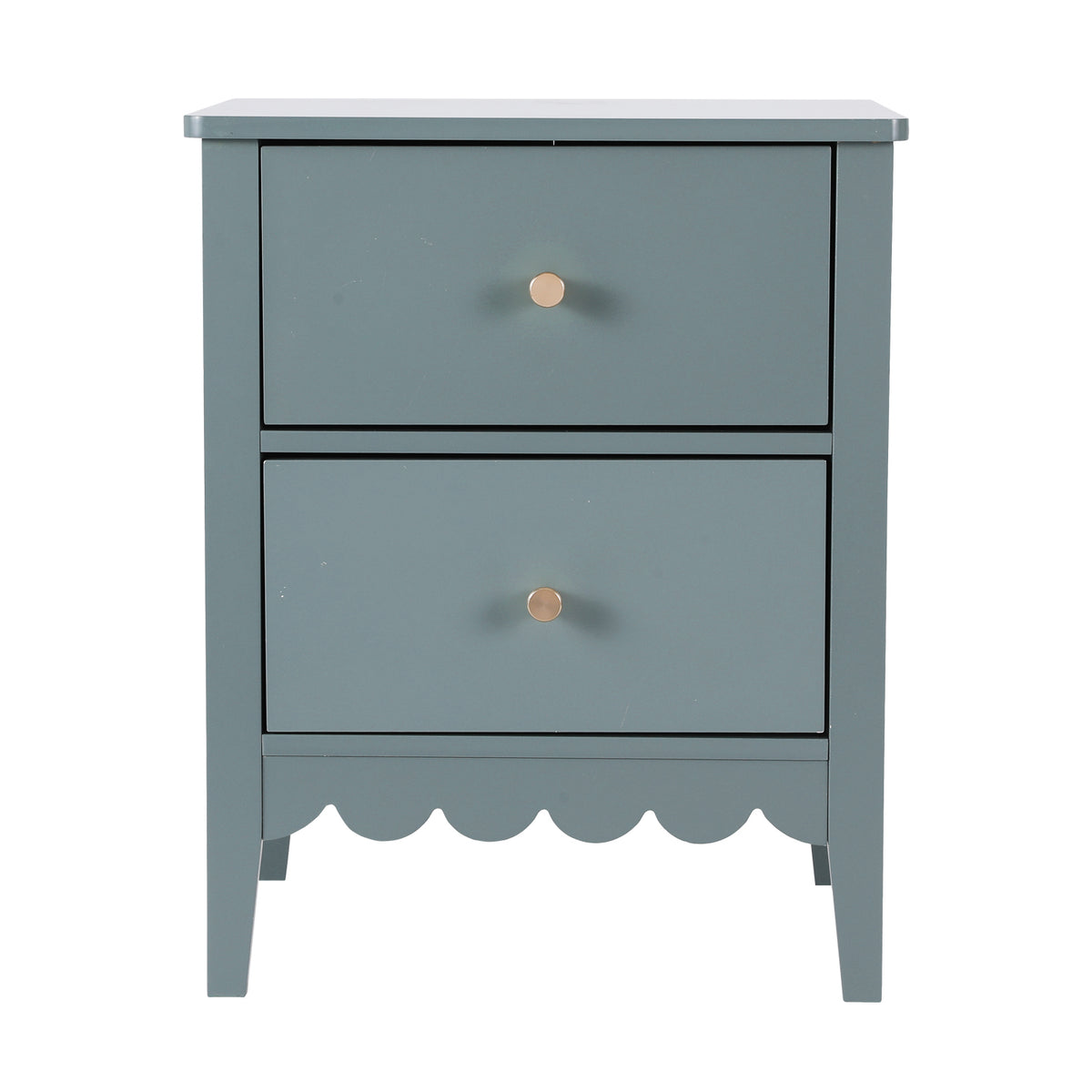 TWSC Bedside Table 2 Drawers Bedroom Storage Nightstand Green