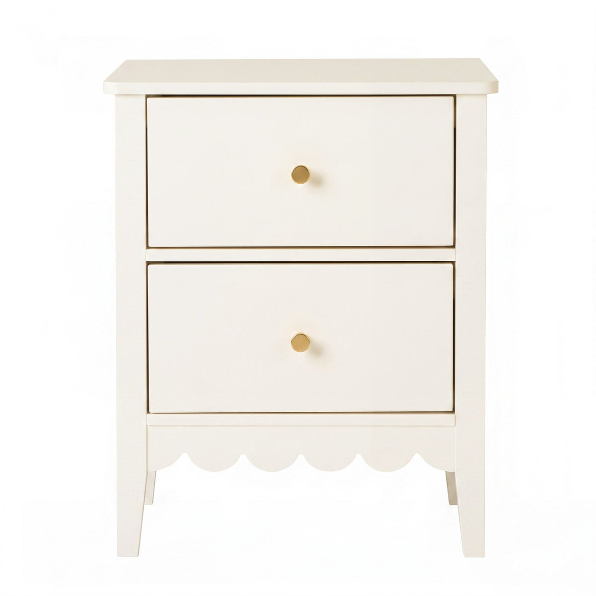 TWSC Bedside Table 2 Drawers Bedroom Storage Nightstand Beige