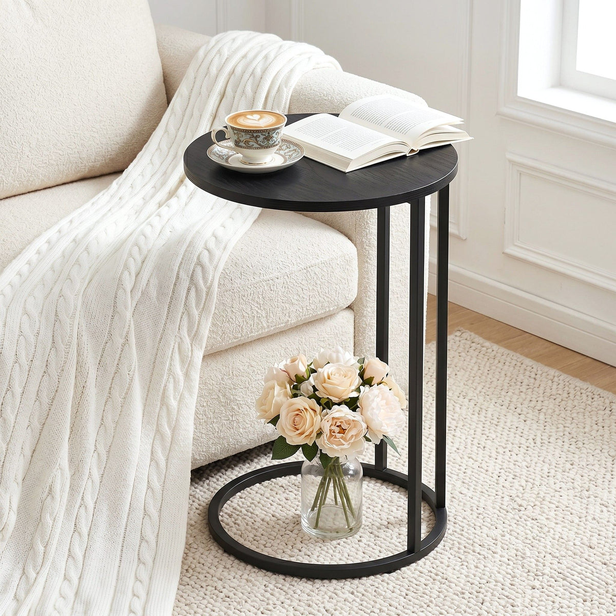 TWSC Coffee Table Side Table Round Black Martha