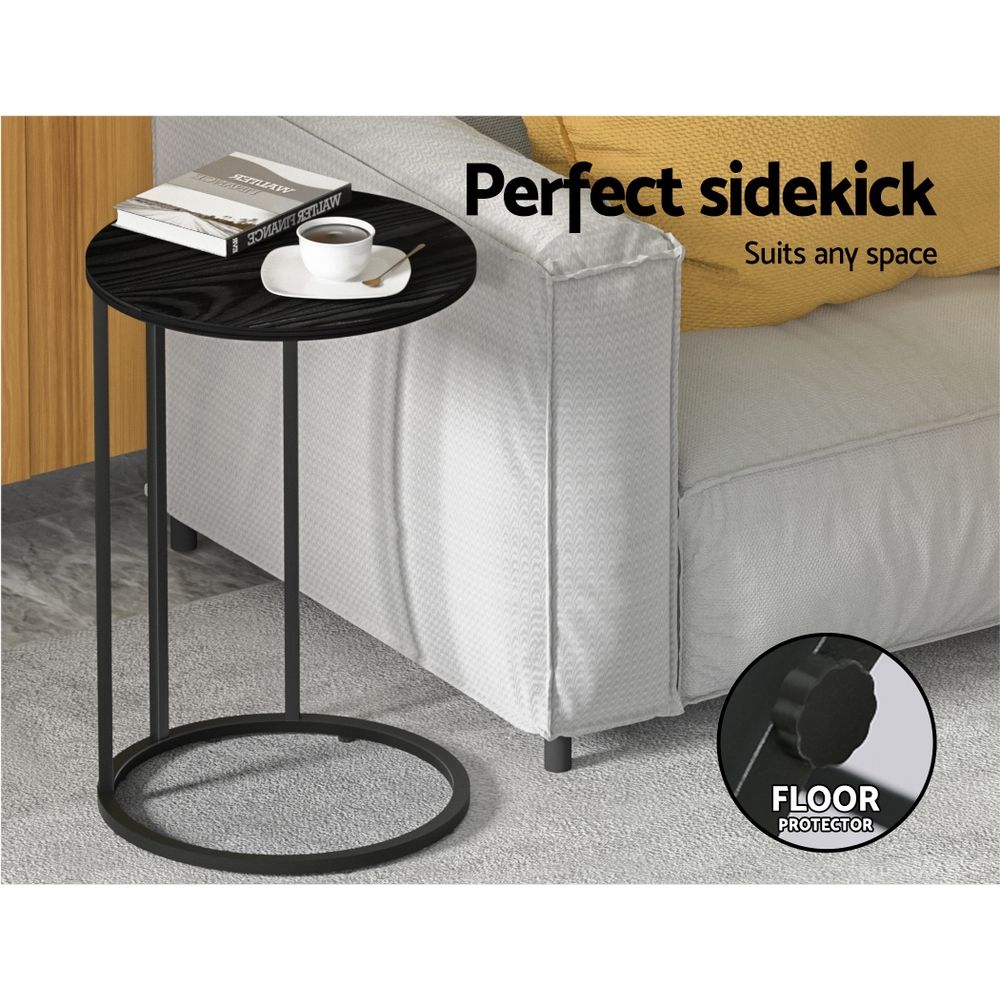 TWSC Coffee Table Side Table Round Black Martha