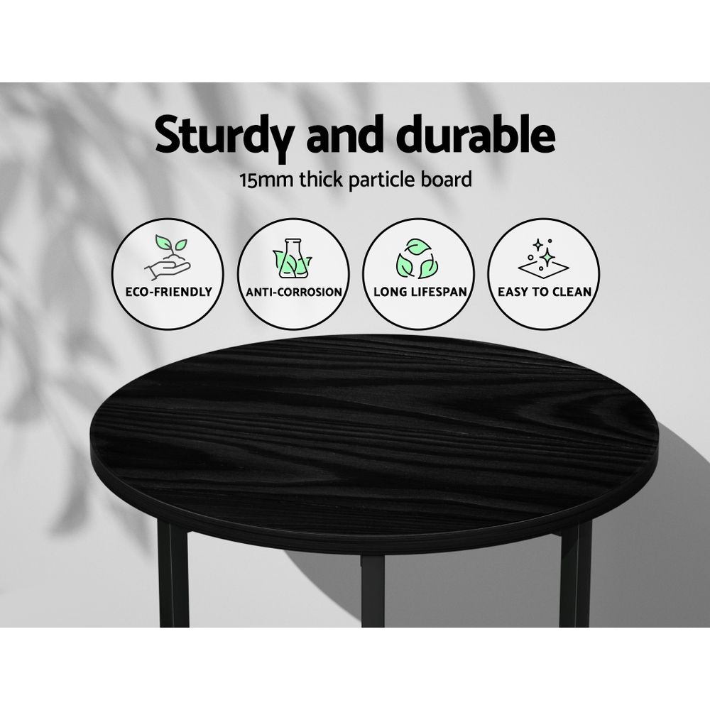 TWSC Coffee Table Side Table Round Black Martha