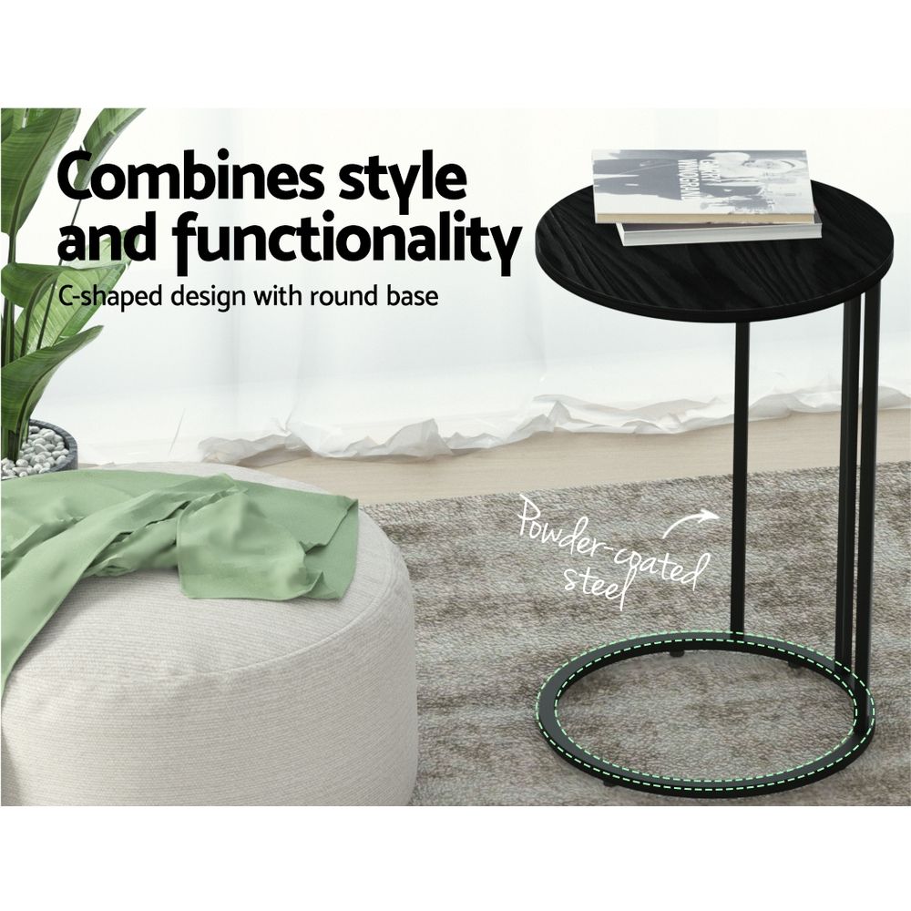 TWSC Coffee Table Side Table Round Black Martha