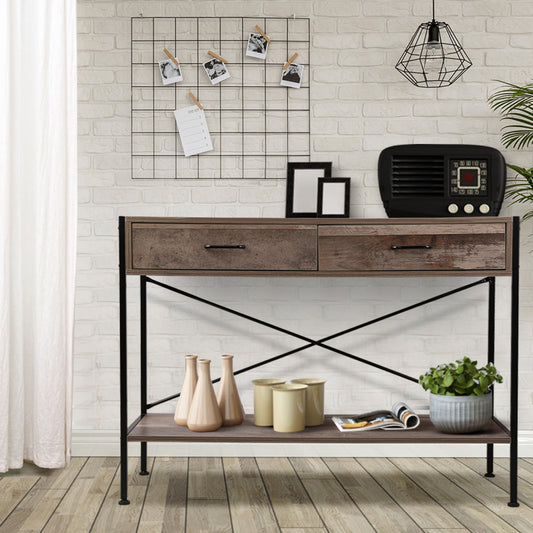 Console Table – Two Drawers, Walnut Finish