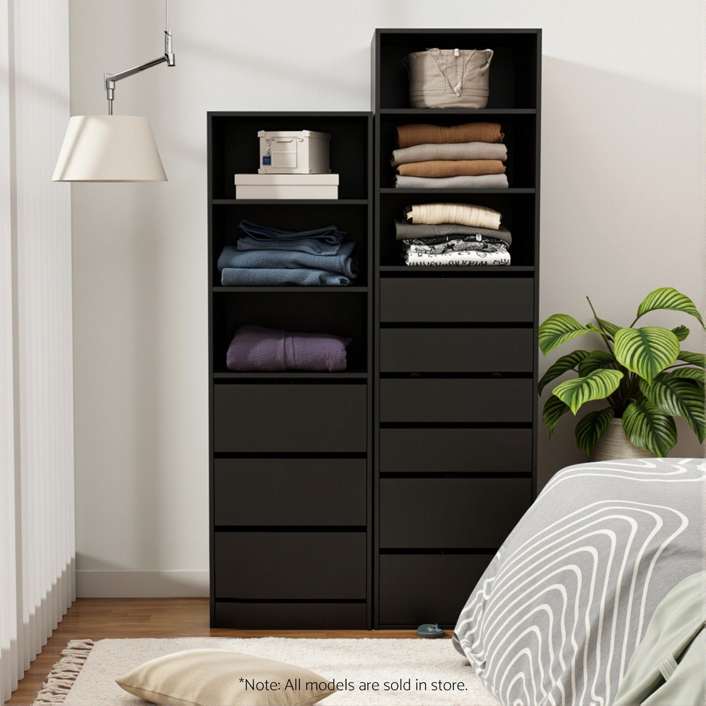 Chest of Drawers – 3 Drawers, Black Tallboy Cabinet
