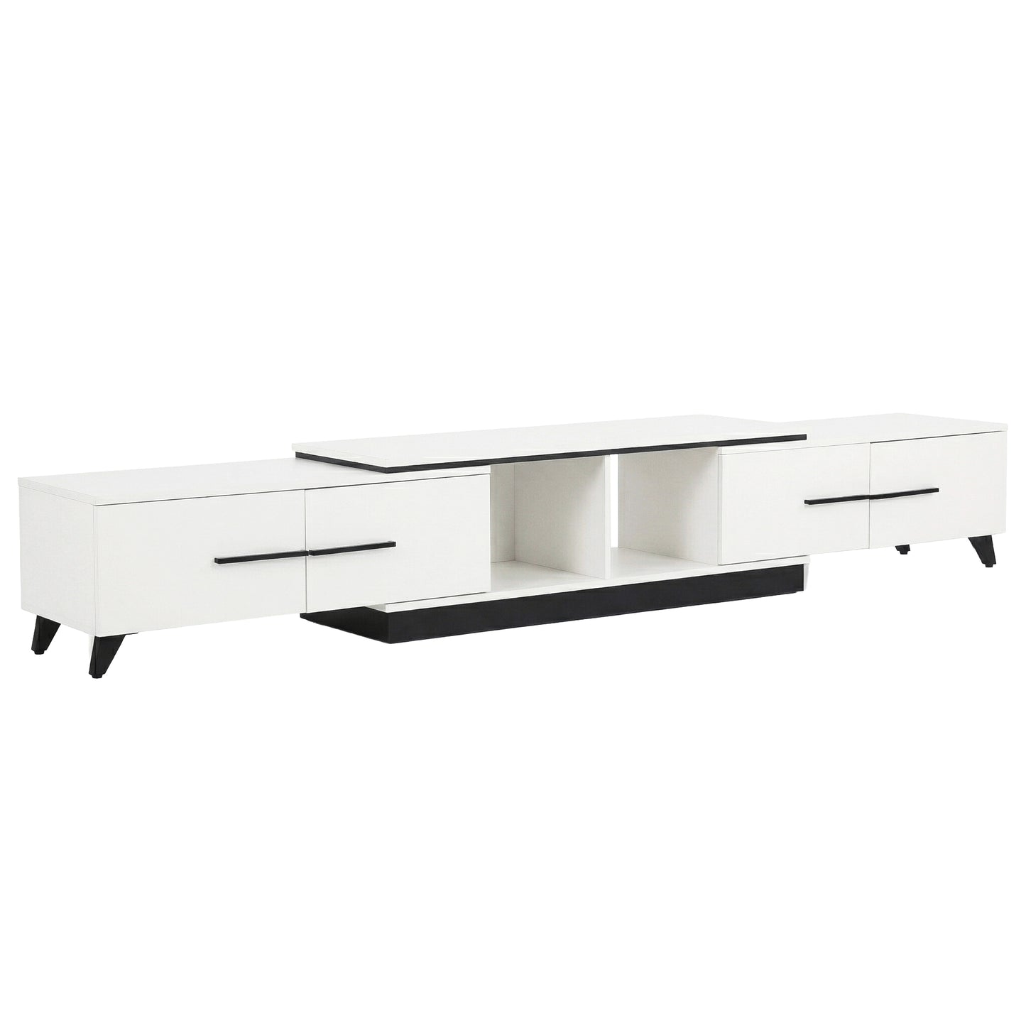 Extendable TV Cabinet – White, Adjustable Length 190-260cm