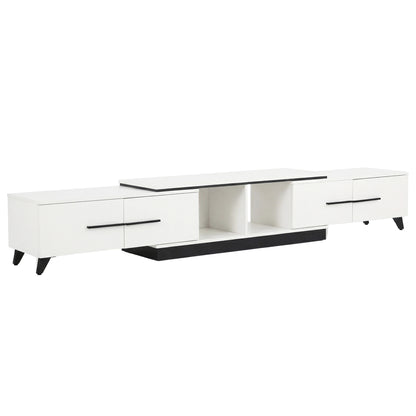 TWSC Extendable TV Cabinet Entertainment Unit Stand White