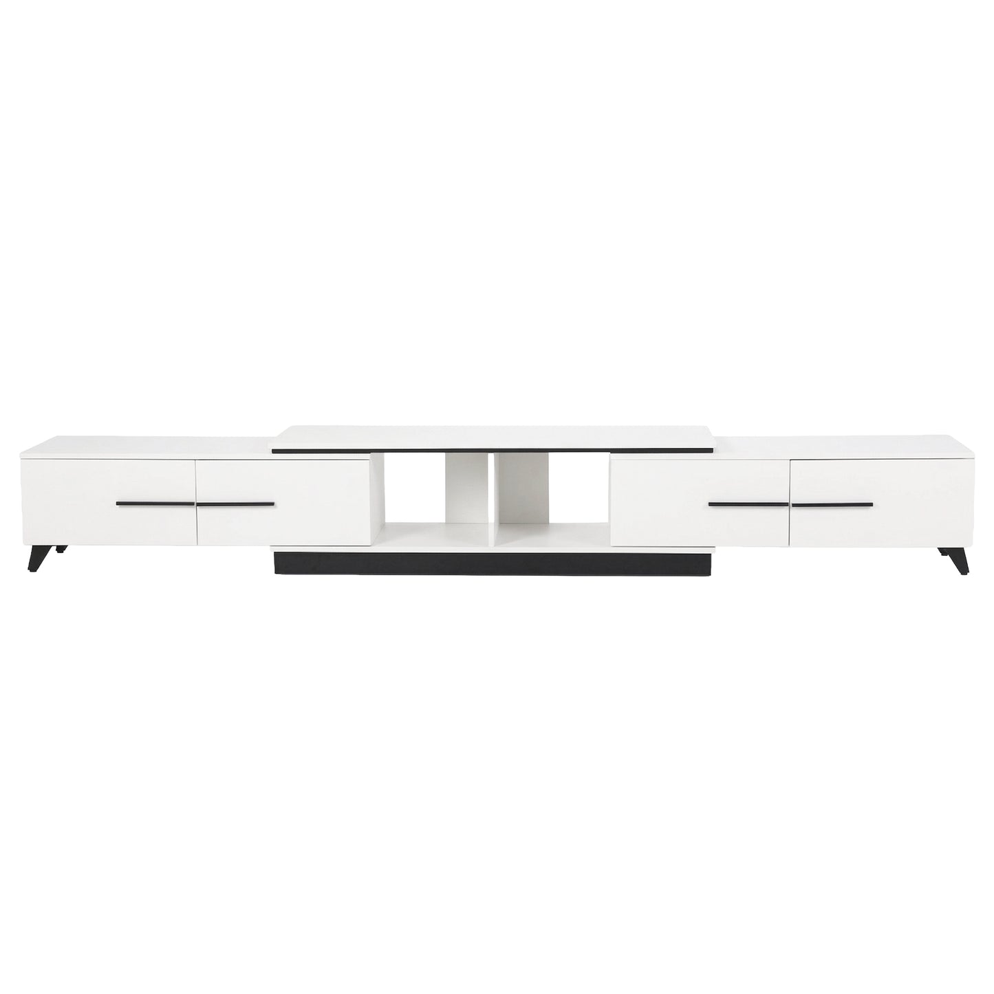 Extendable TV Cabinet – White, Adjustable Length 190-260cm