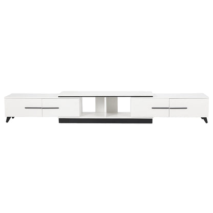 TWSC Extendable TV Cabinet Entertainment Unit Stand White