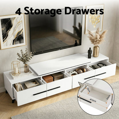 TWSC Extendable TV Cabinet Entertainment Unit Stand White