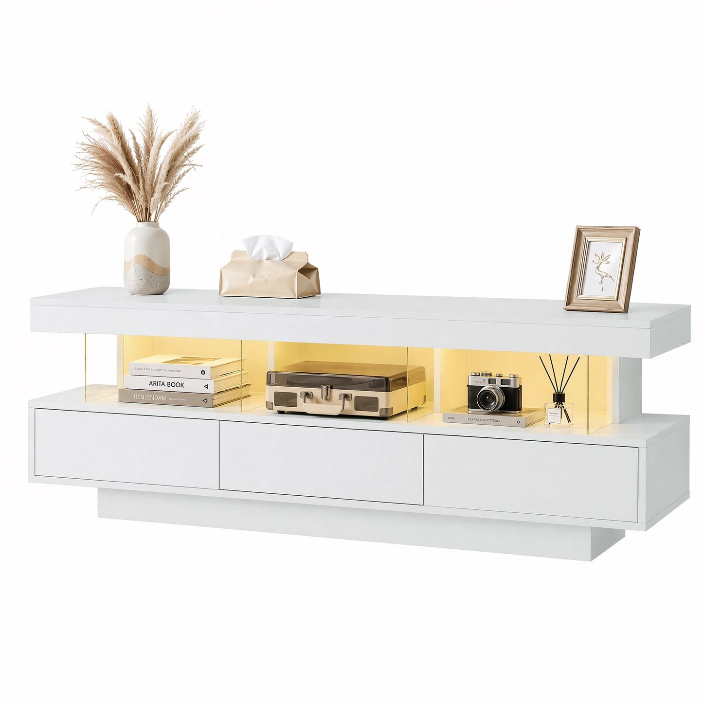TWSC TV Unit LED 160CM Storage Drawer White