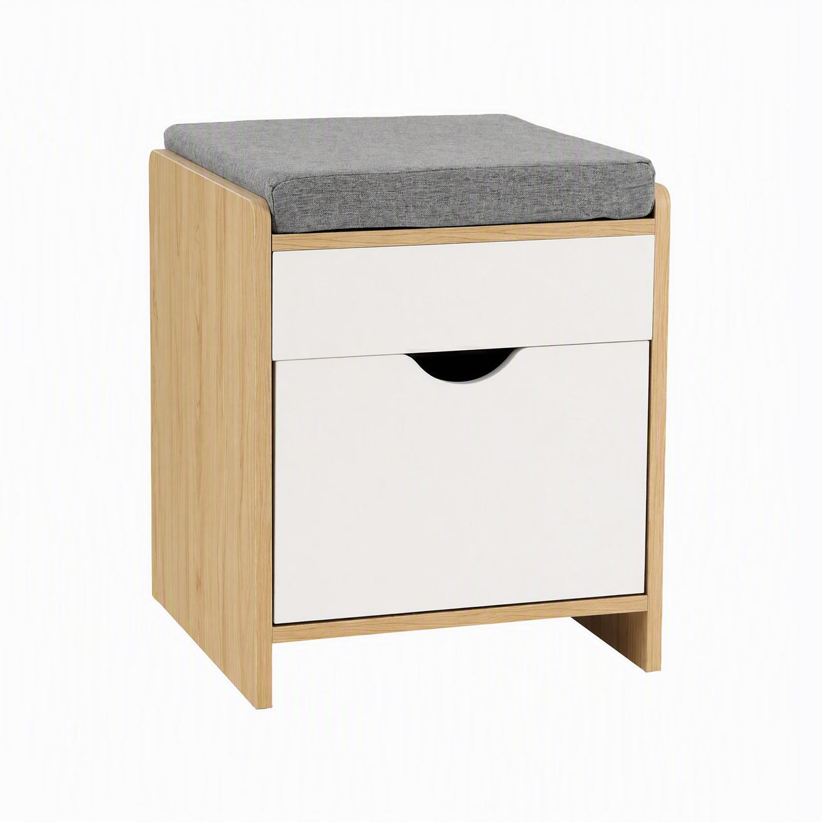 TWSC Storage Ottoman with Drawer 100kg Capacity Footrest Cushion Pine