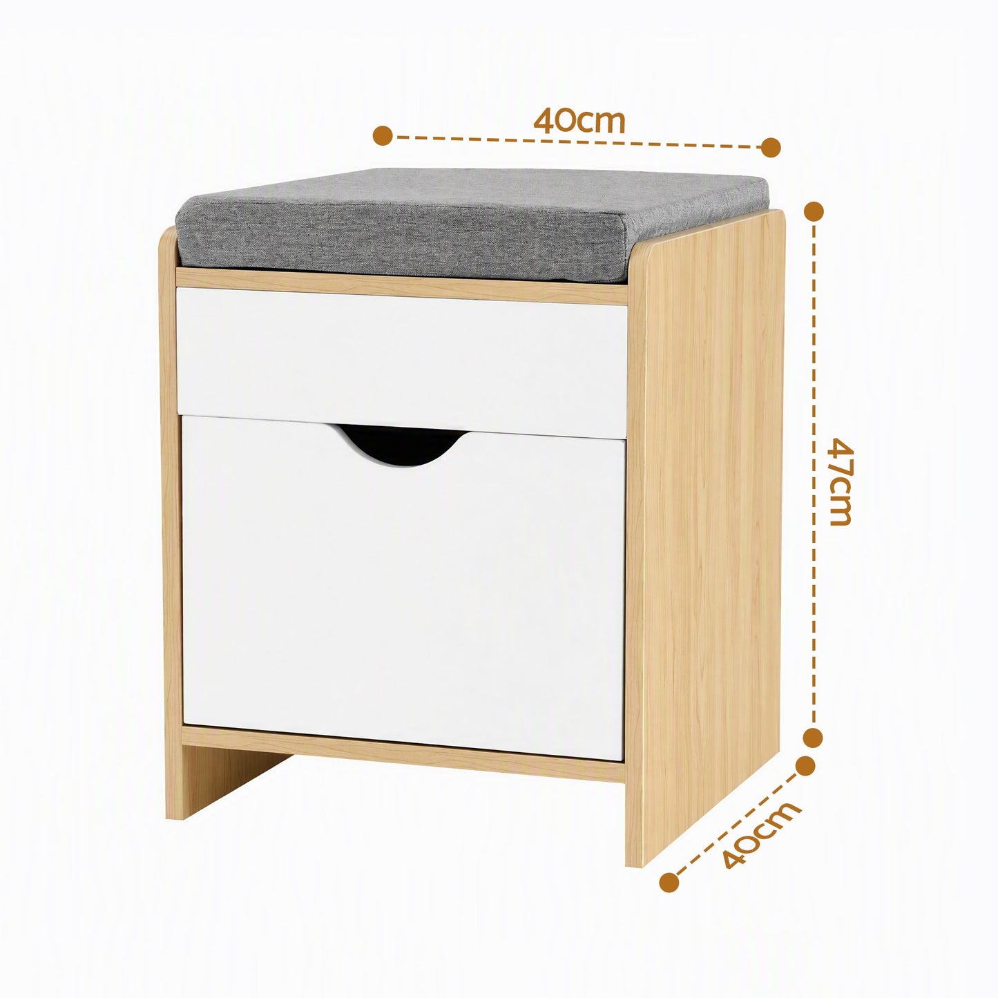TWSC Storage Ottoman with Drawer 100kg Capacity Footrest Cushion Pine