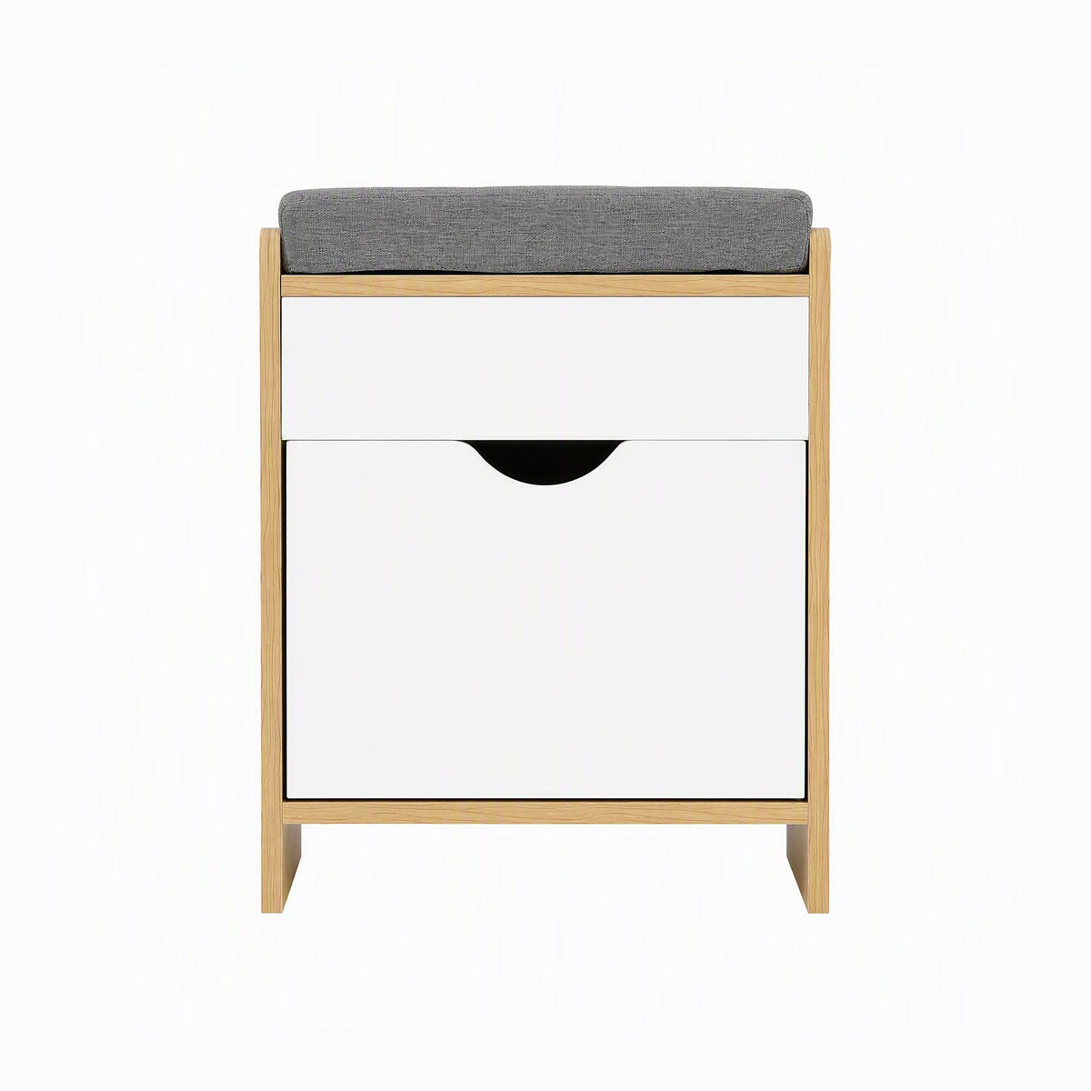 TWSC Storage Ottoman with Drawer 100kg Capacity Footrest Cushion Pine