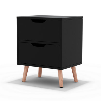 TWSC Bedside Table 2 Drawers - BODEN Black