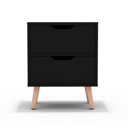 TWSC Bedside Table 2 Drawers - BODEN Black