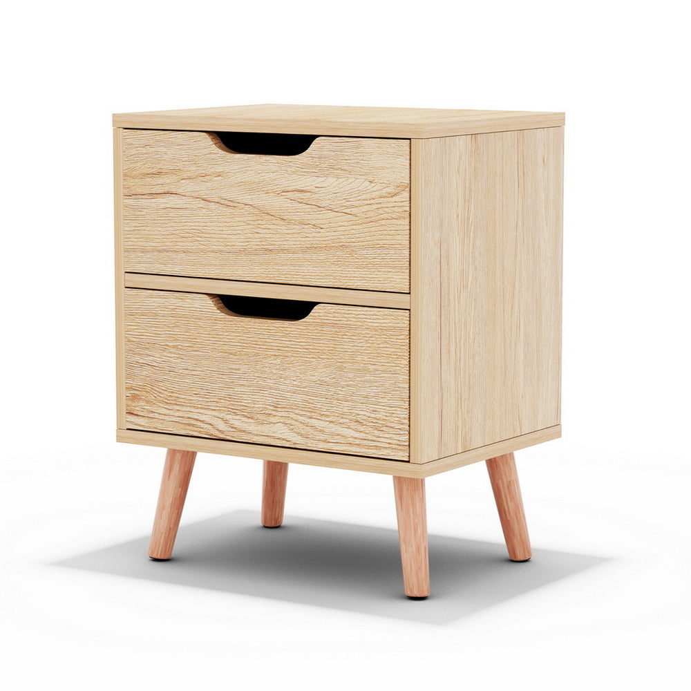 Bedside Table with 2 Drawers – Black Pine Finish, 40x30x50cm