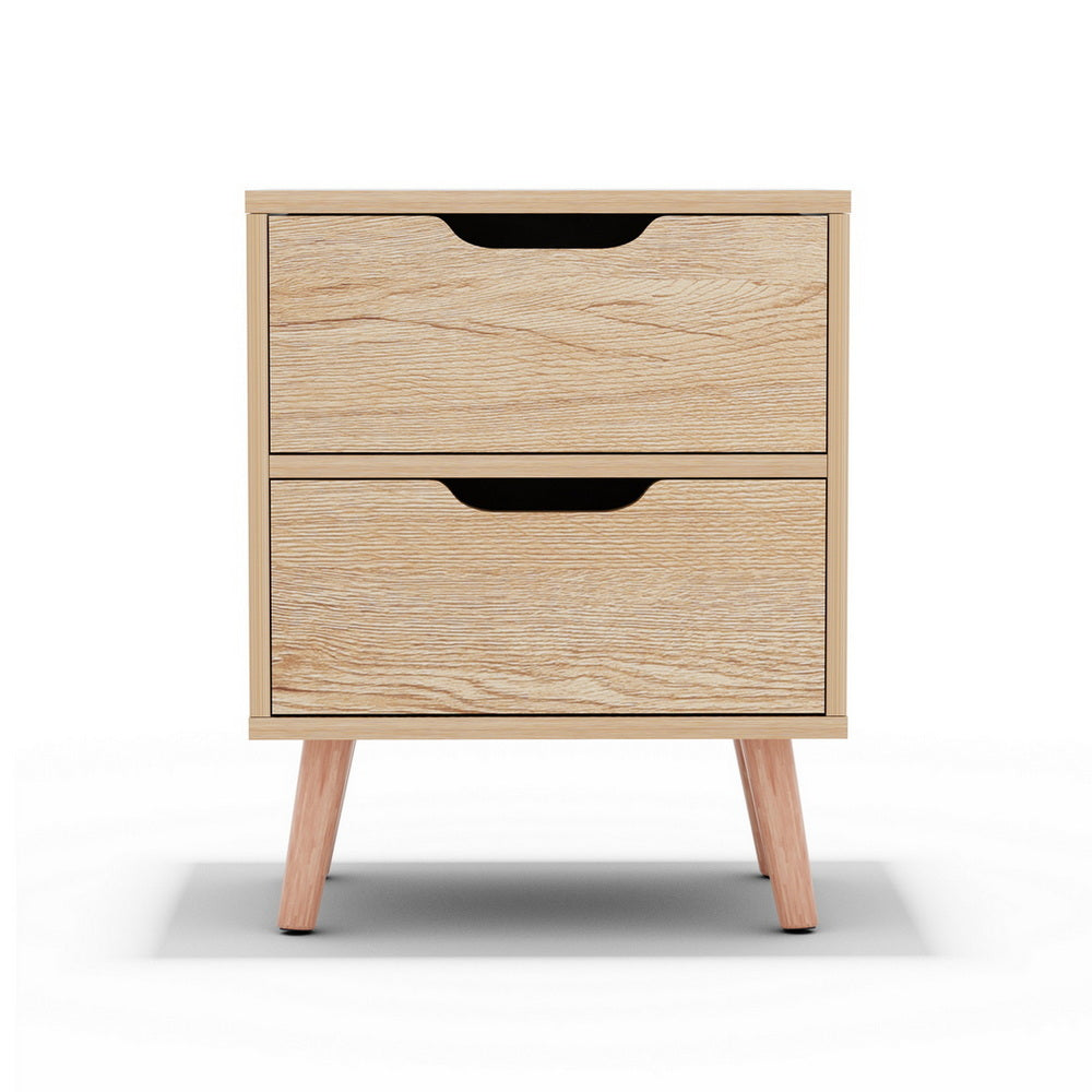 Bedside Table with 2 Drawers – Black Pine Finish, 40x30x50cm