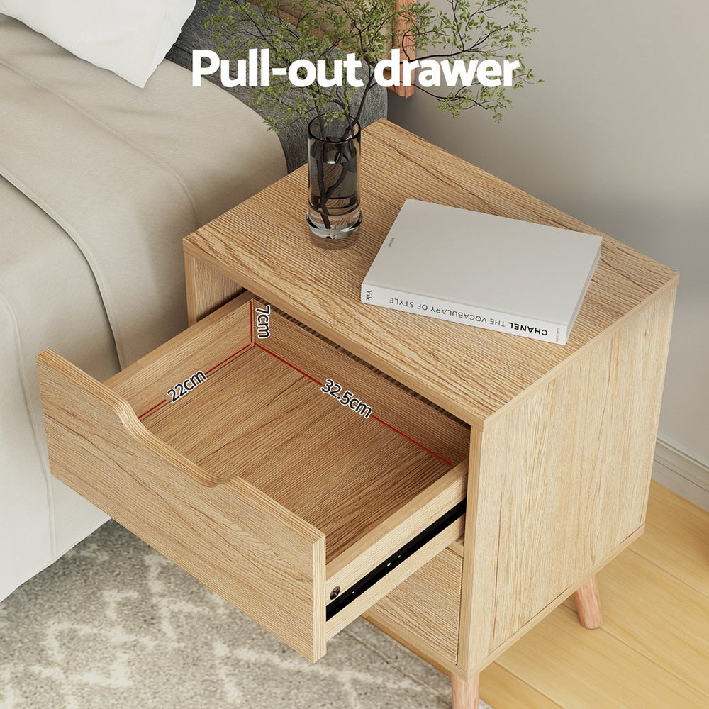 Bedside Table with 2 Drawers – Black Pine Finish, 40x30x50cm