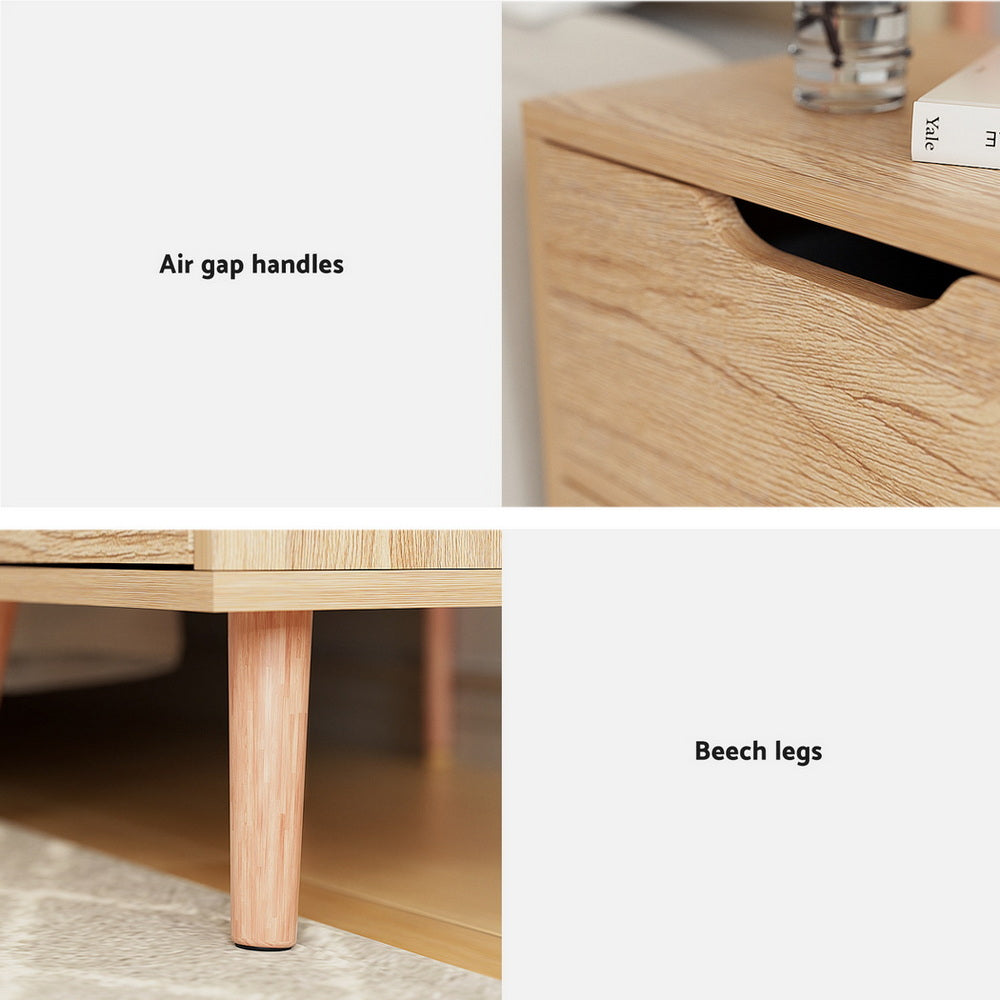 Bedside Table with 2 Drawers – Black Pine Finish, 40x30x50cm