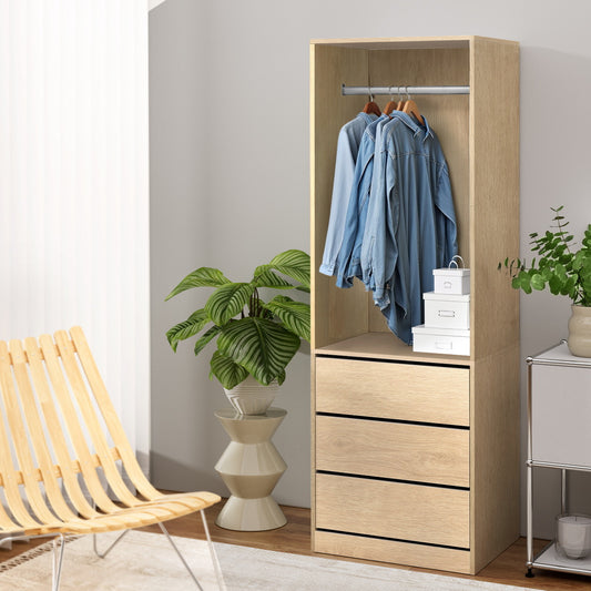 Wardrobe Storage Organizer – 3 Drawers, Pine Finish