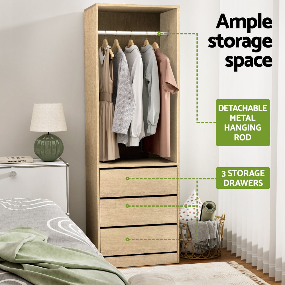Wardrobe Storage Organizer – 3 Drawers, Pine Finish
