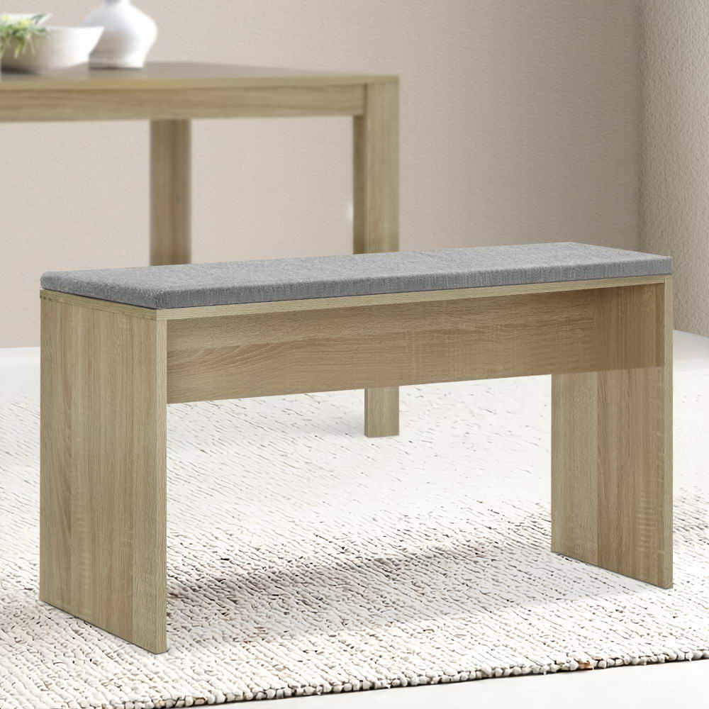 TWSC Dining Bench Upholstery Seat Wooden Chair Oak 90cm