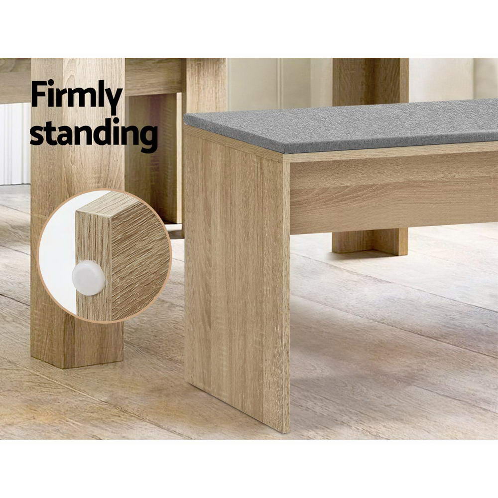 TWSC Dining Bench Upholstery Seat Wooden Chair Oak 90cm