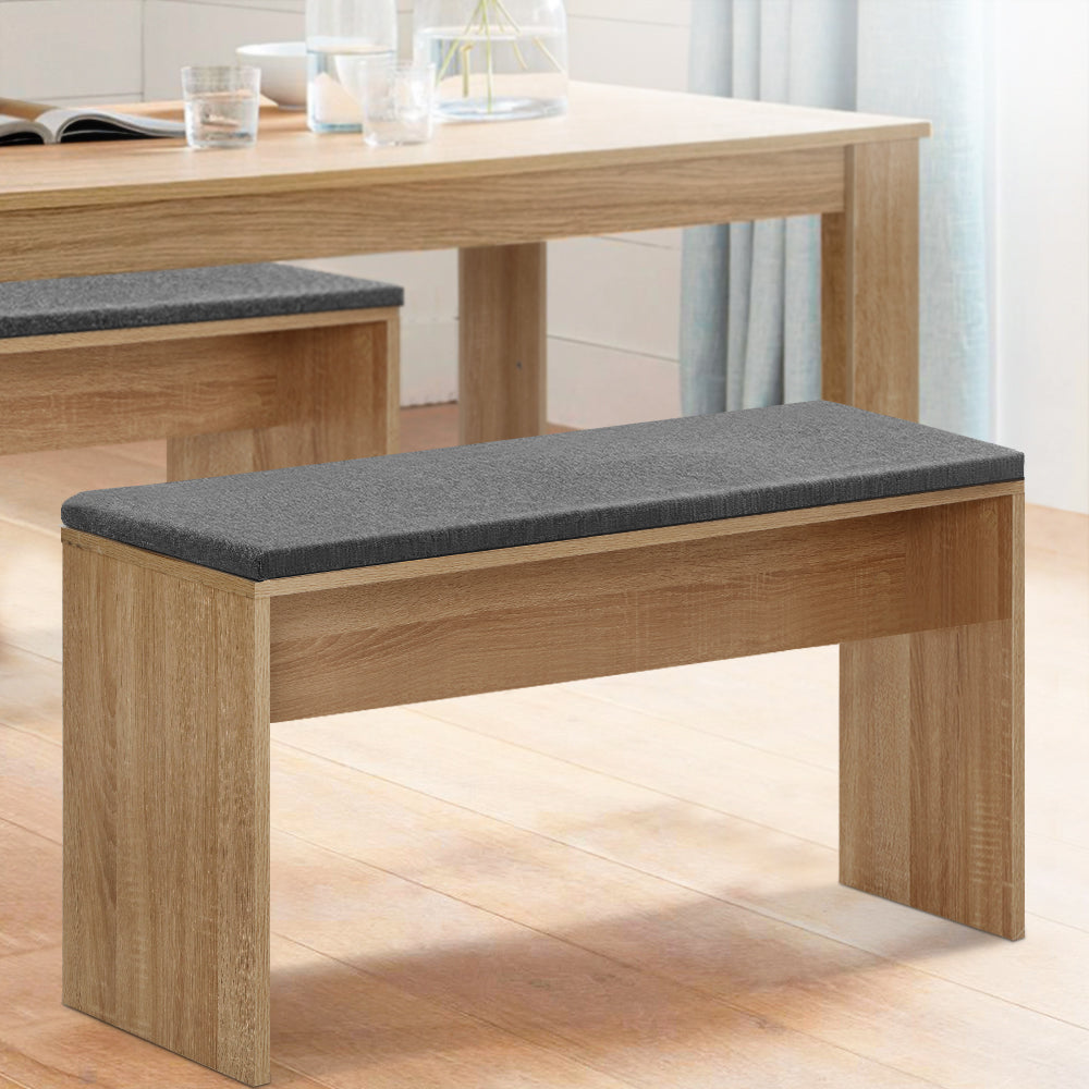 TWSC Dining Bench Upholstery Seat Wooden Chair Oak 90cm