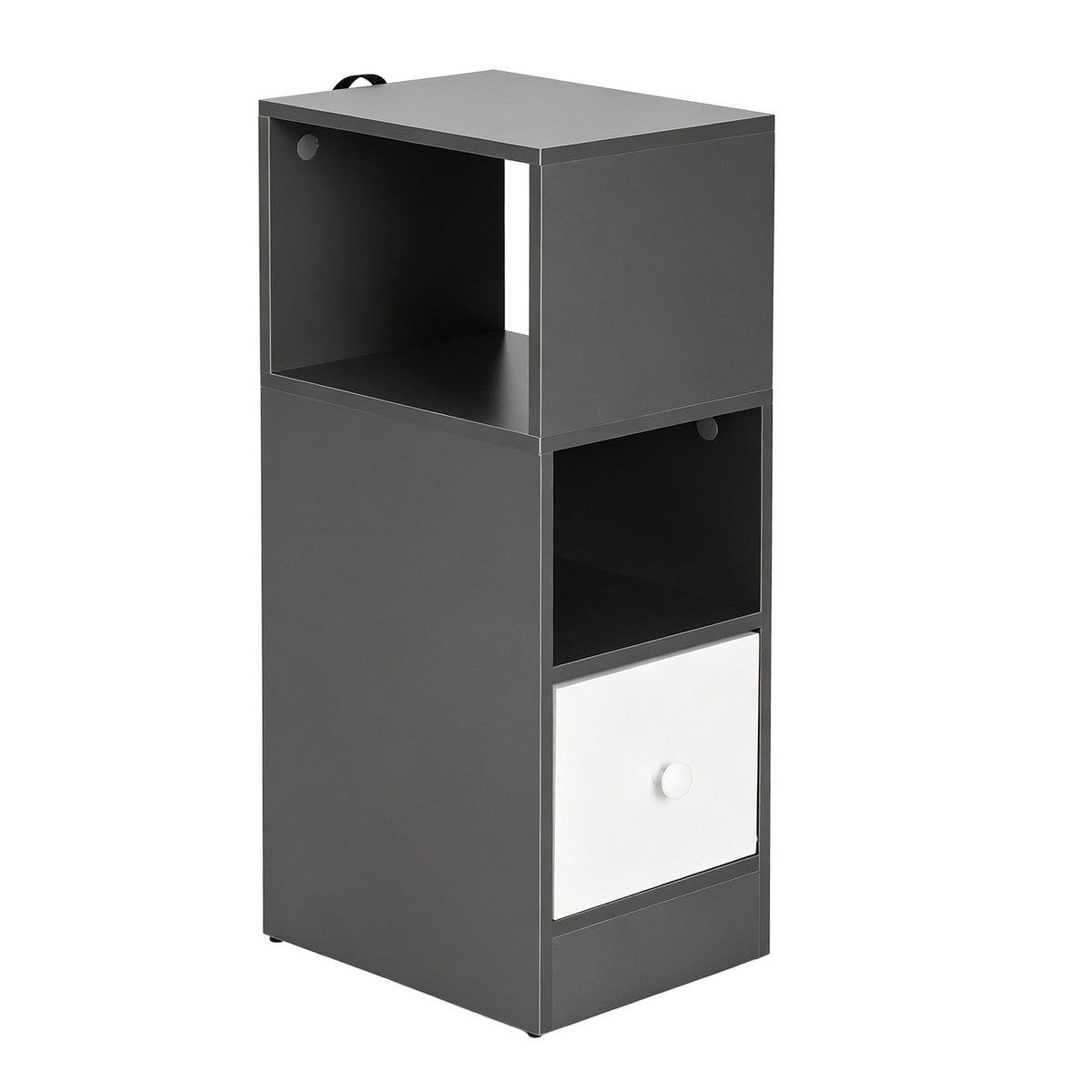TWSC Narrow Bedside Table Grey Small Side Cabinet 1 Drawer