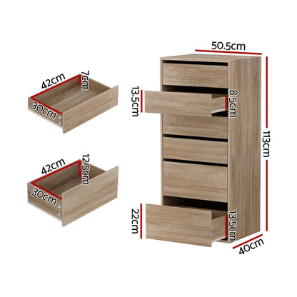 Chest of Drawers – 6 Spacious Drawers, Pine Finish