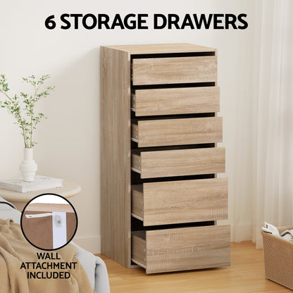 Chest of Drawers – 6 Spacious Drawers, Pine Finish